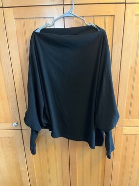 Women’s Whisigoth Black Draped Off-Shoulder Top with exaggerated sleeves